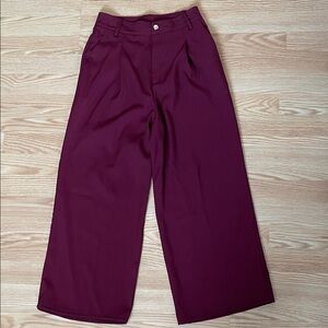 Burgundy Wide-Leg Trousers